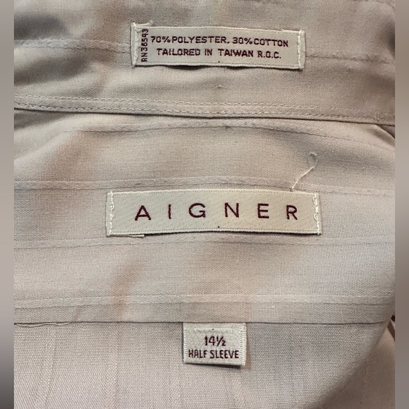 Bundle of 2 Men’s Aigner dress shirts.  Cream & Light taupe both size 14.5 - Picture 9 of 11